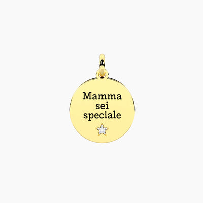 Charm Kidult By You Tondo Mamma Famiglia in Acciaio PVD Giallo