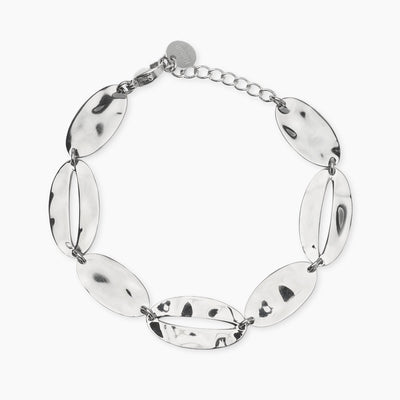 Bracciale Kidult Style Elementi Ovali Martellati in Acciaio