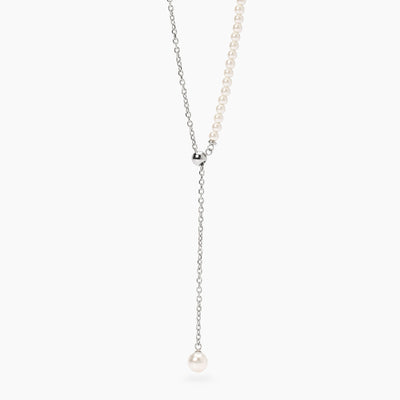 Collana Kidult Style Slider e Perle Conchiglia in Acciaio