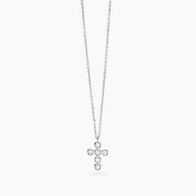 Girocollo Kidult Style Croce con Cristalli in Acciaio