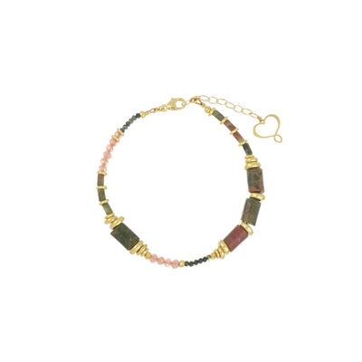 Bracciale Maman et Sophie Pietre Unakite Rodocrosite Diopsite