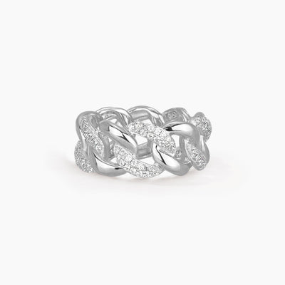 Anello Mabina groumette in argento 925 con pavé di zirconi