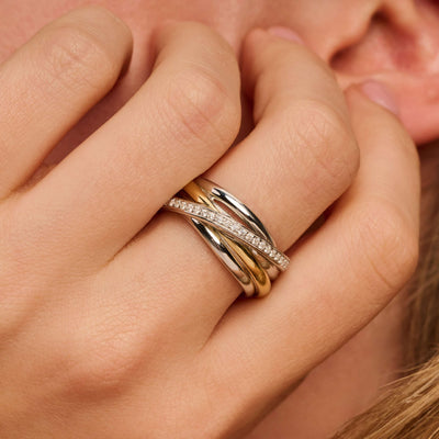 Anello Ti Sento Milano Crossover Zirconi Argento Dorato