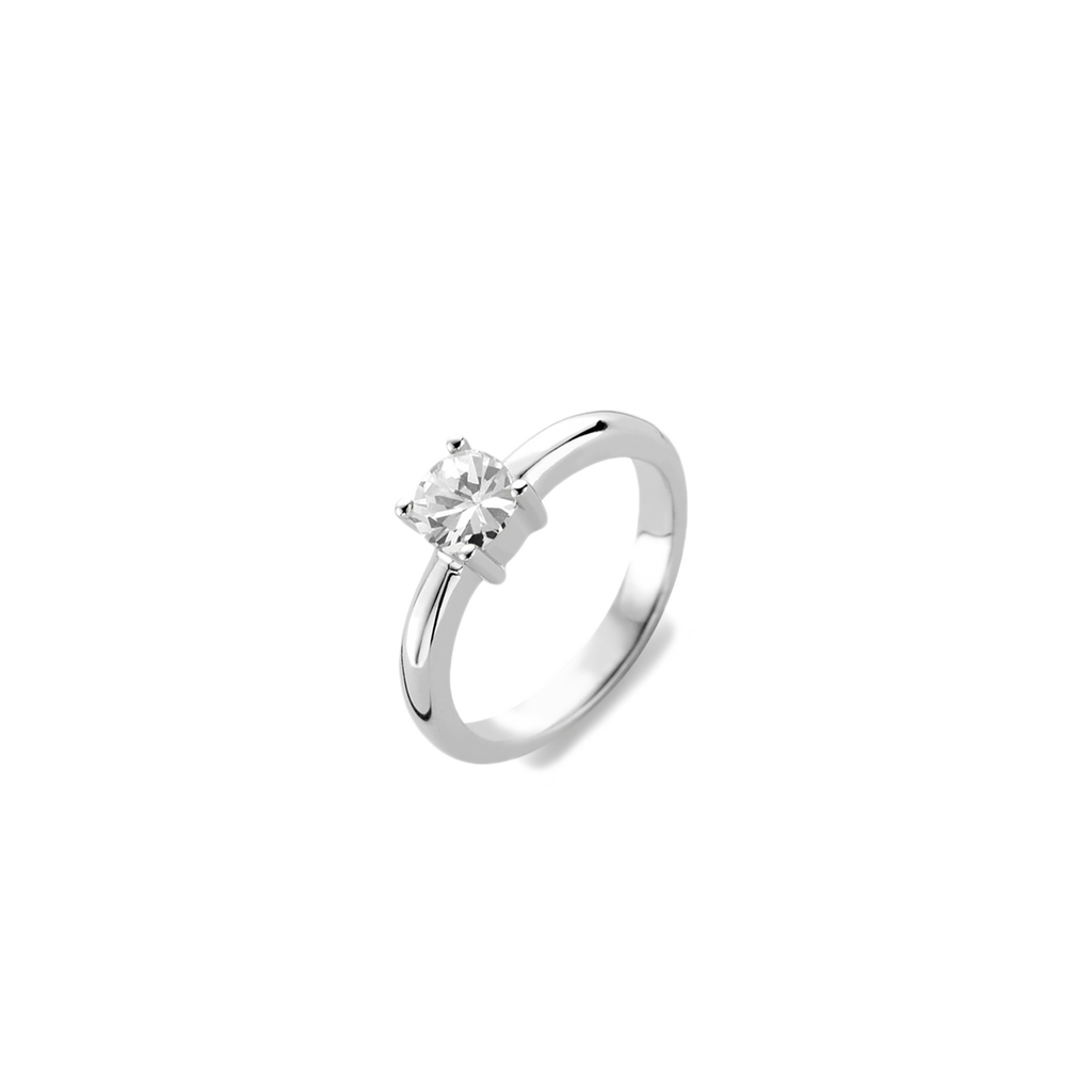 Anello Ti Sento Milano Solitario Zircone Argento Rodiato