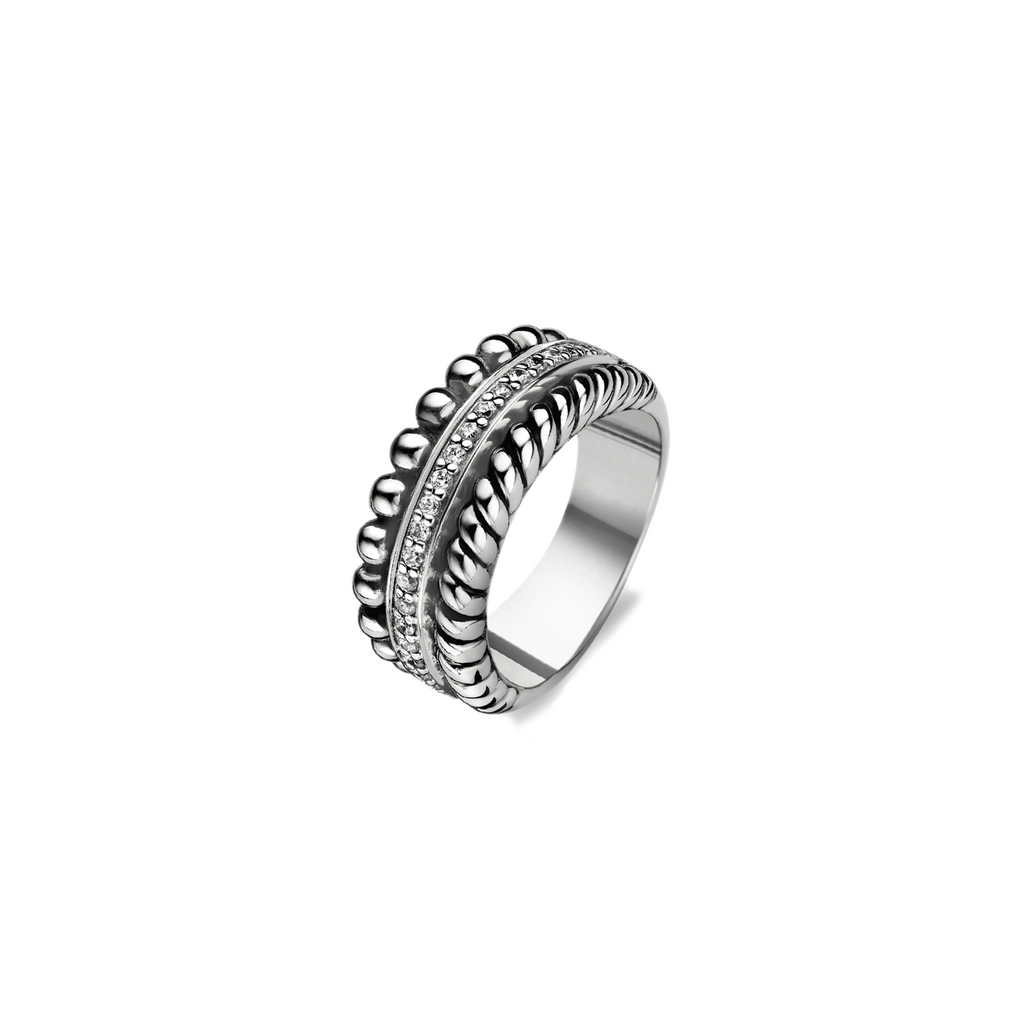 Anello Ti Sento Milano Argento Rodiato Struttura a Strati