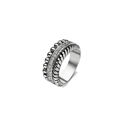 Anello Ti Sento Milano Argento Rodiato Struttura a Strati