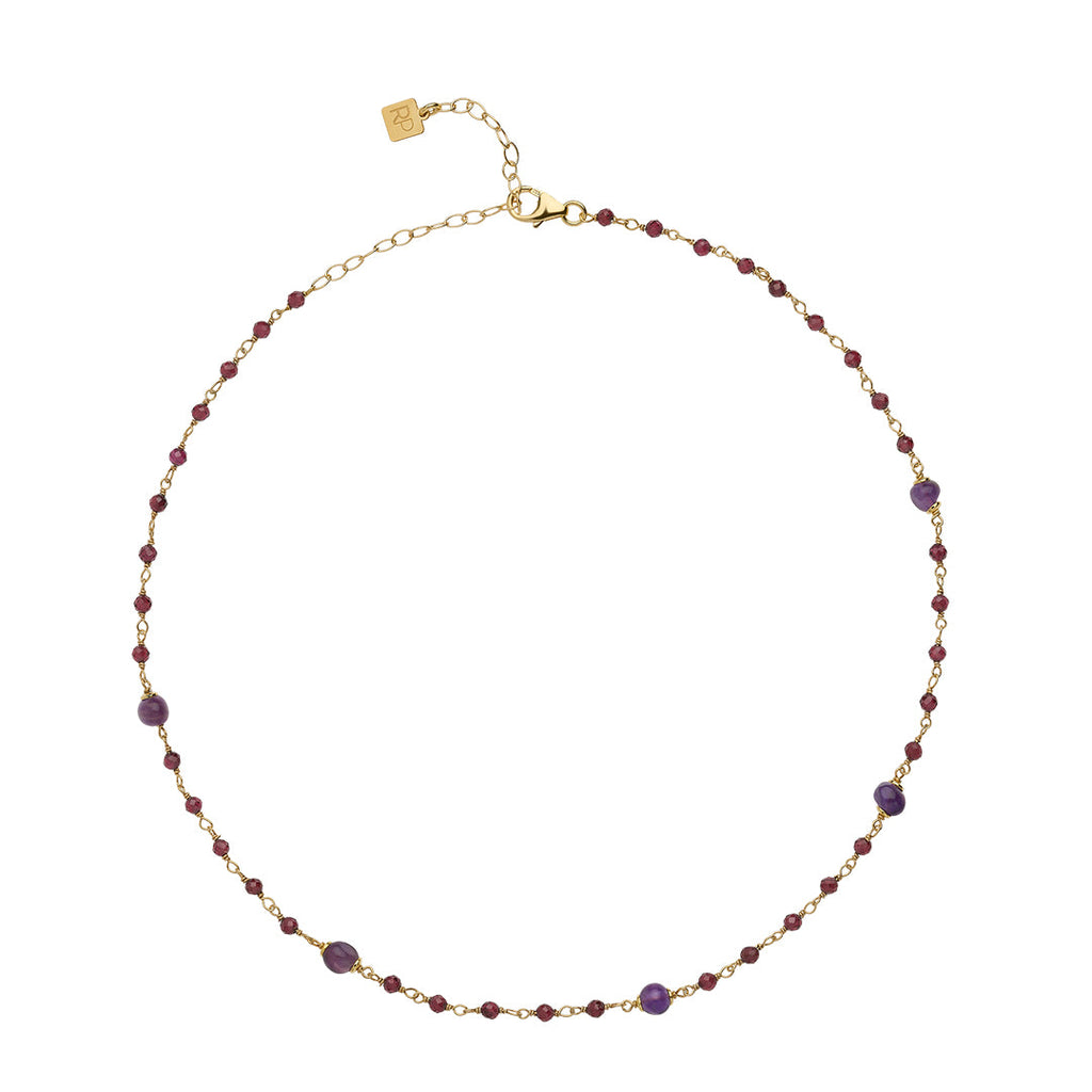Girocollo Rosso Prezioso The Secret Garden Labirinto Argento 925 Ametista