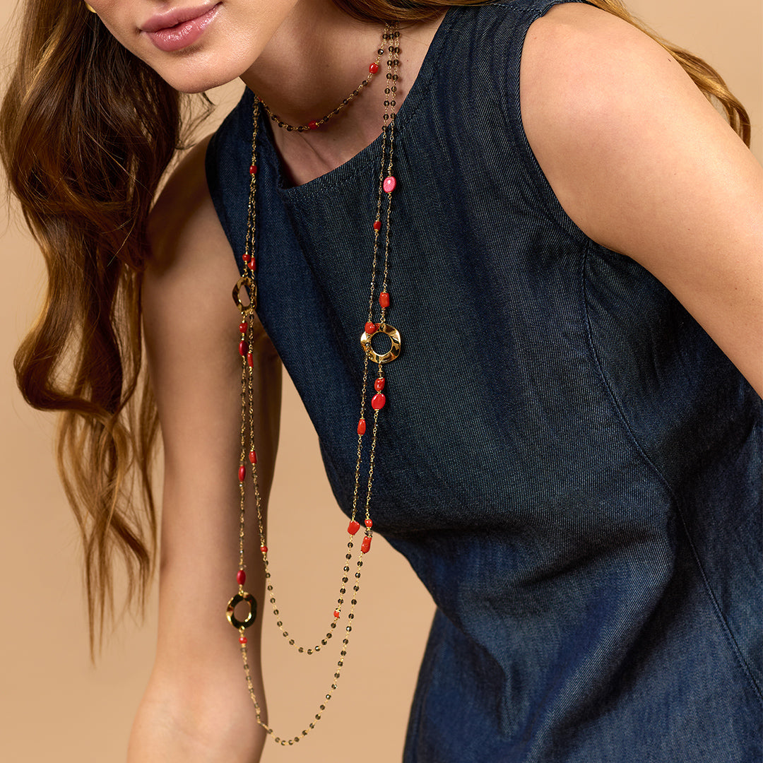 Collana Rosso Prezioso Argento 925 Halo