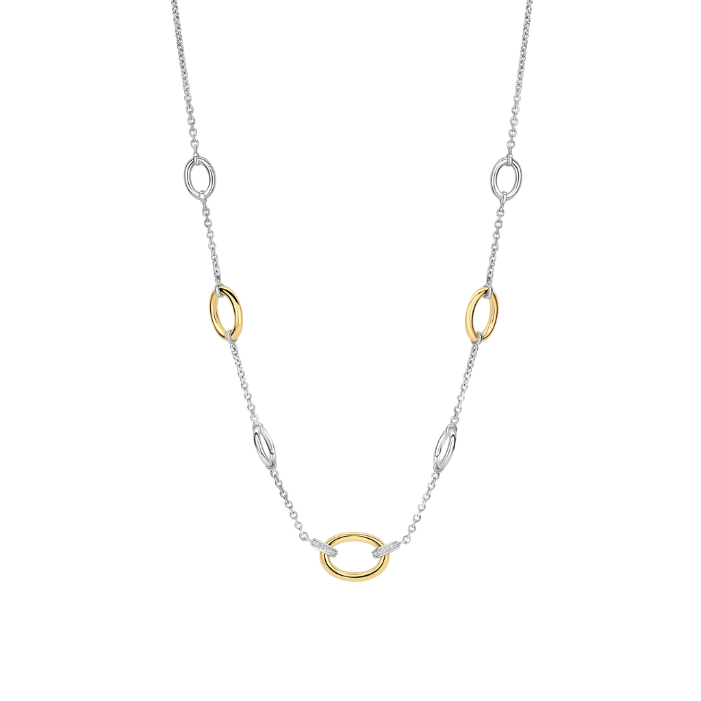 Collana Ti Sento Milano Argento Bicolore con Ovale di Zirconi