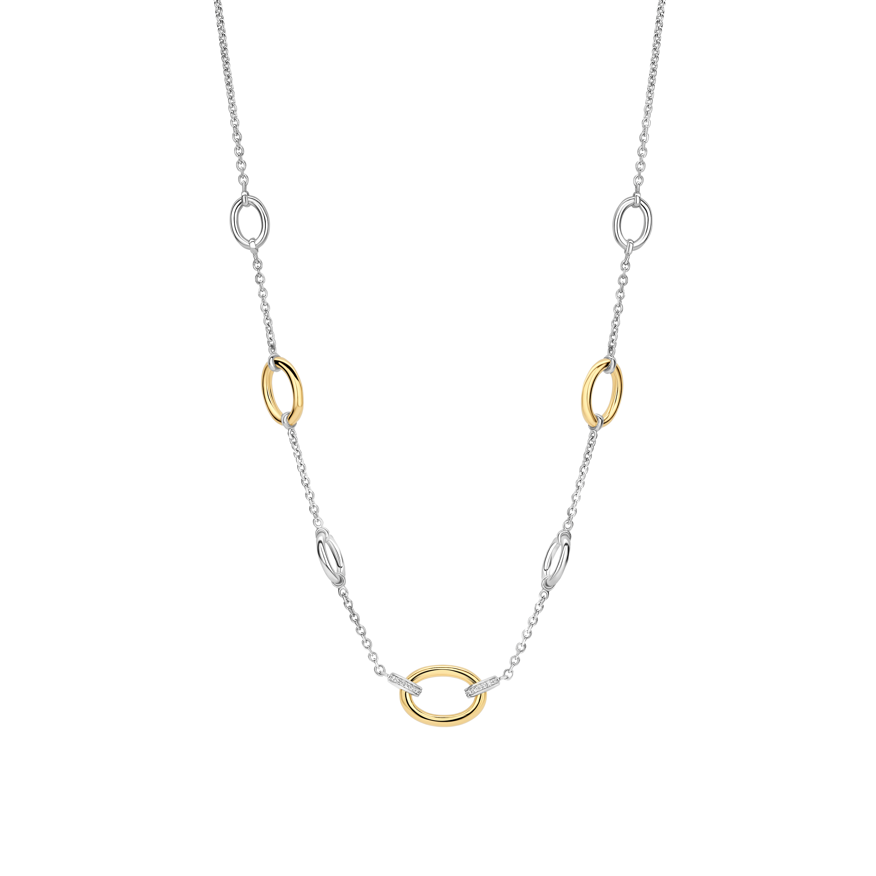 Collana Ti Sento Milano Argento Bicolore con Ovale di Zirconi
