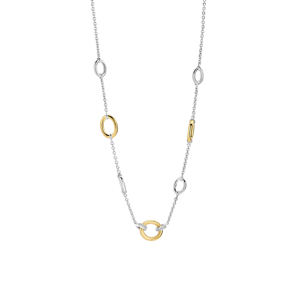 Collana Ti Sento Milano Argento Bicolore con Ovale di Zirconi
