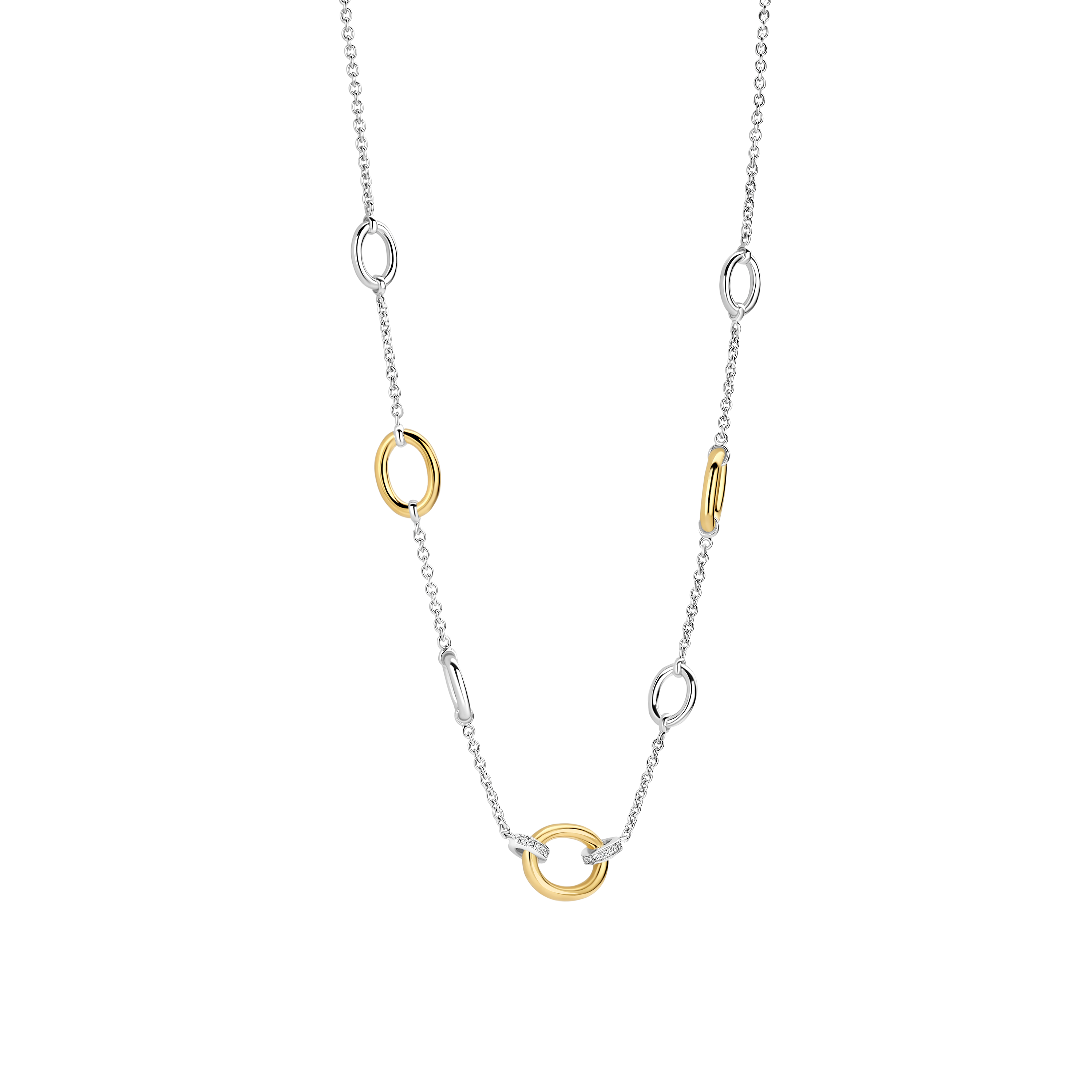 Collana Ti Sento Milano Argento Bicolore con Ovale di Zirconi