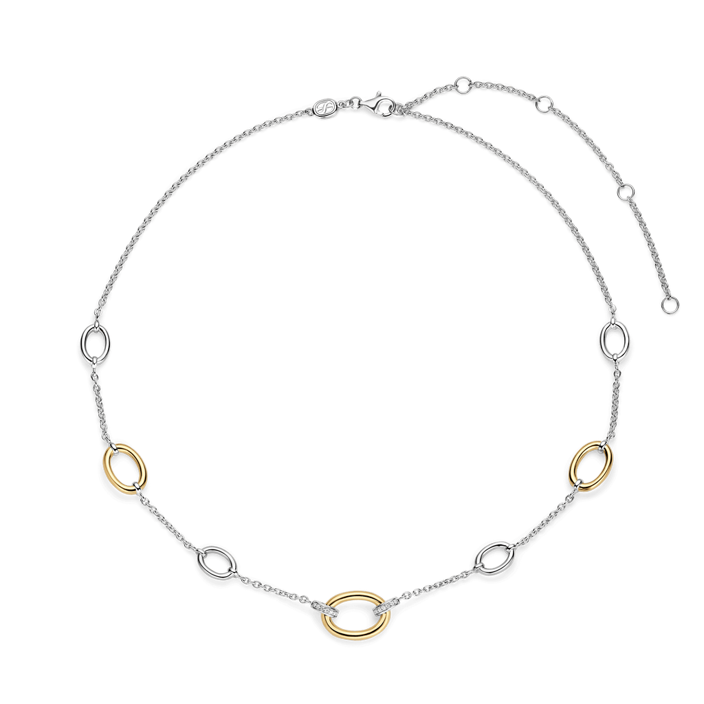 Collana Ti Sento Milano Argento Bicolore con Ovale di Zirconi