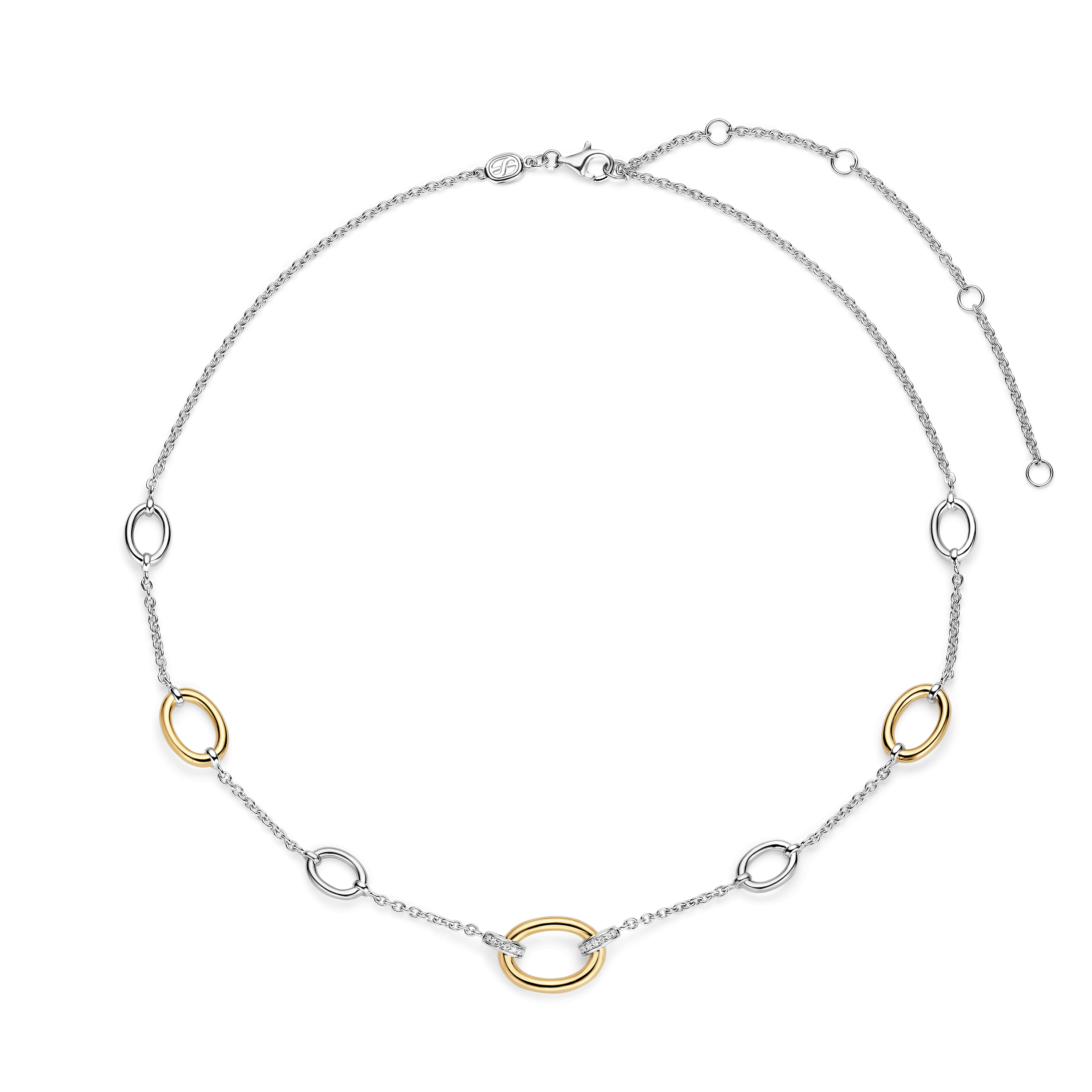 Collana Ti Sento Milano Argento Bicolore con Ovale di Zirconi