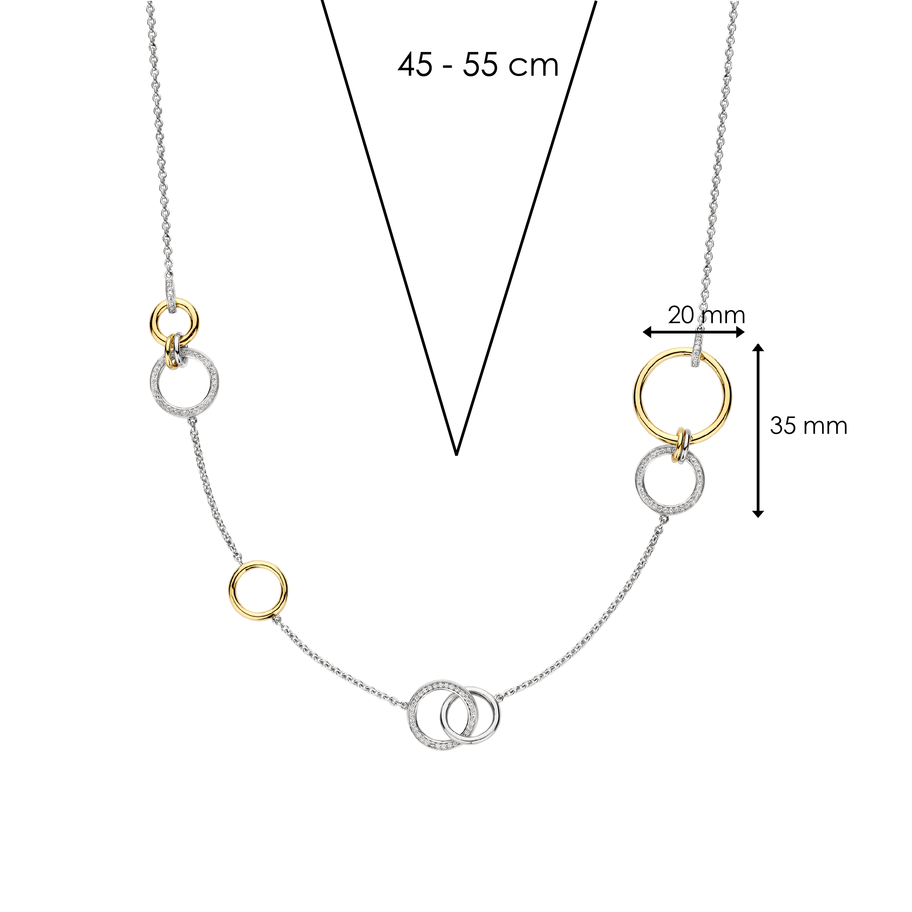 Collana Ti Sento Milano Argento Bicolore ad Anelli Intrecciati