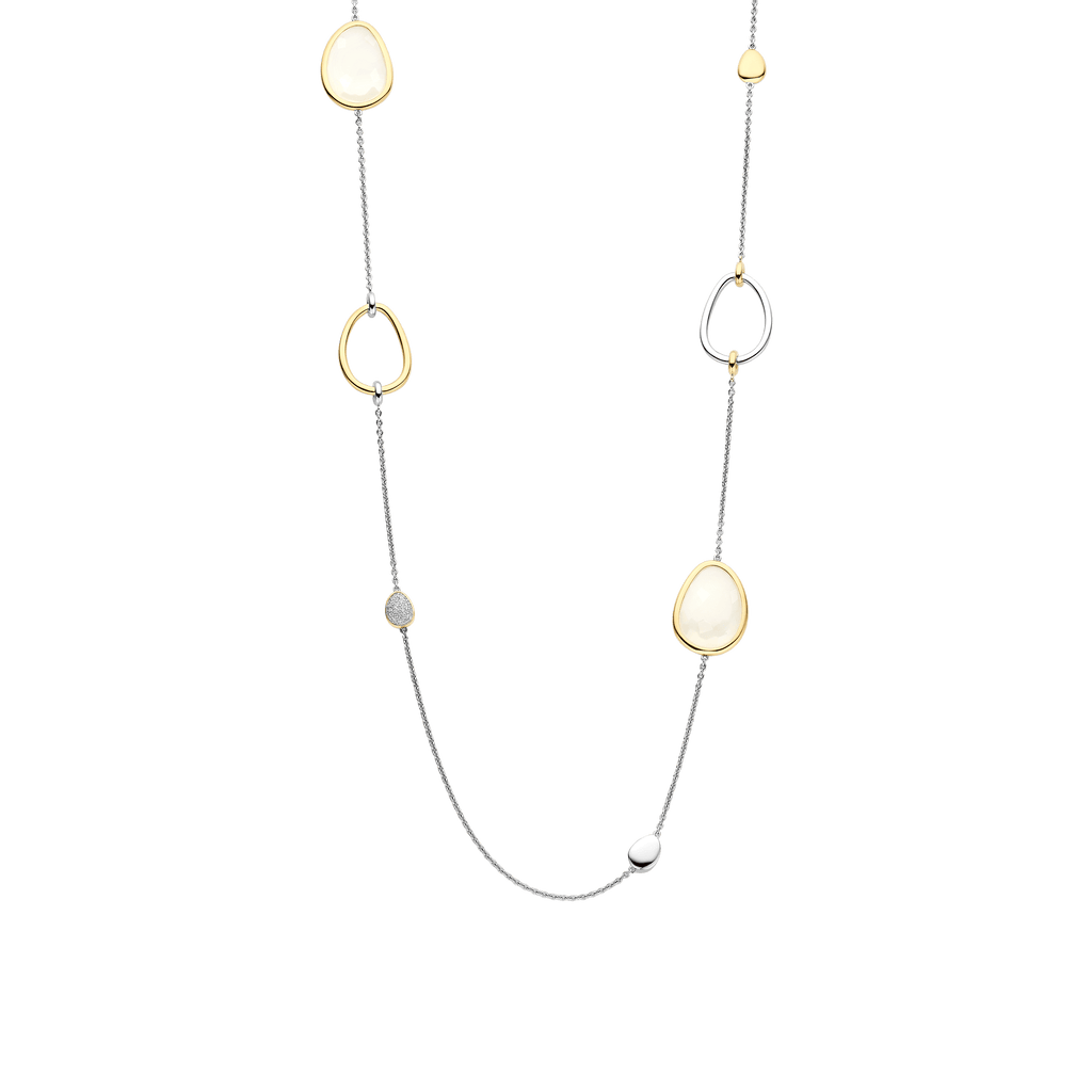 Collana Lunga Ti Sento Milano Argento Bicolore con Madreperla