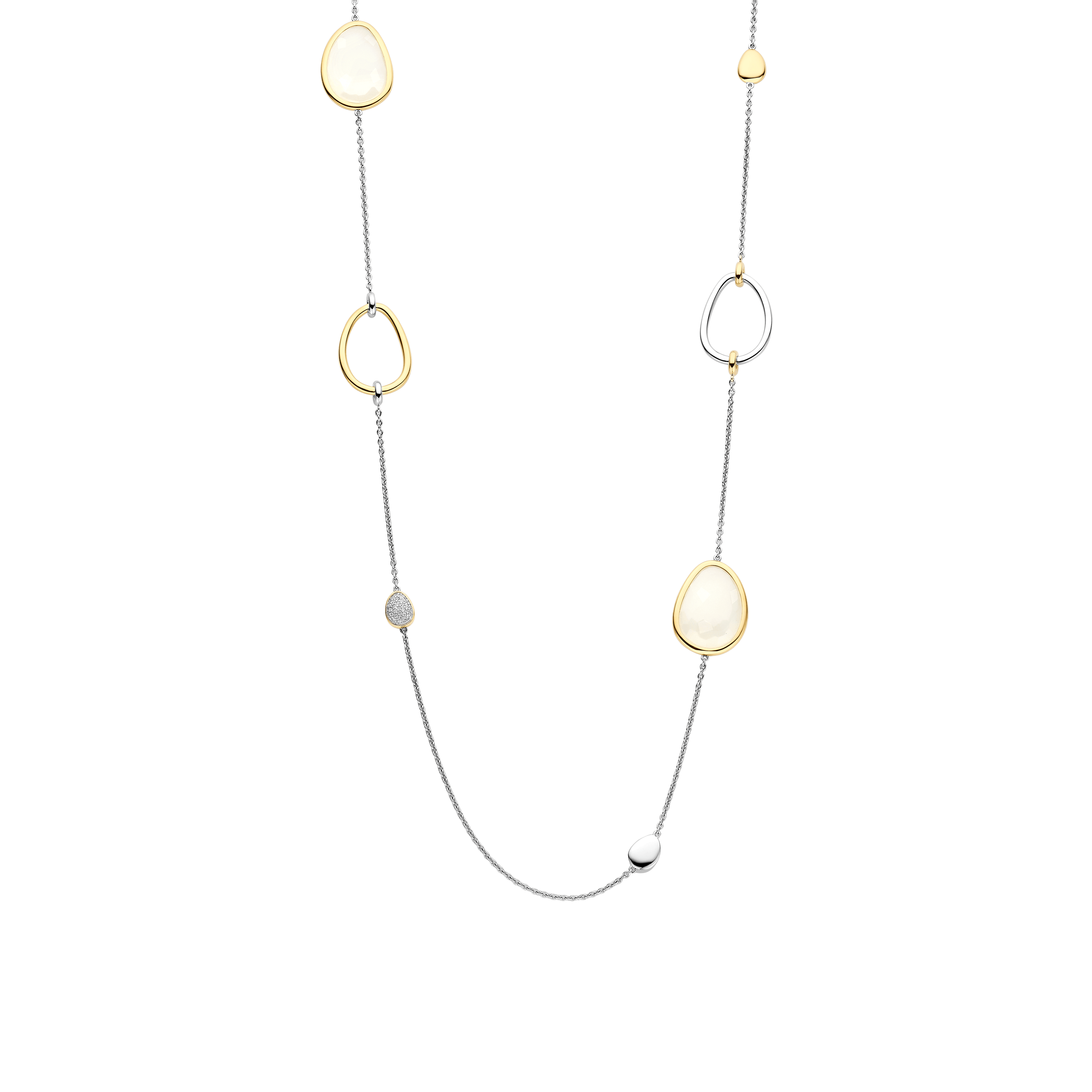 Collana Lunga Ti Sento Milano Argento Bicolore con Madreperla