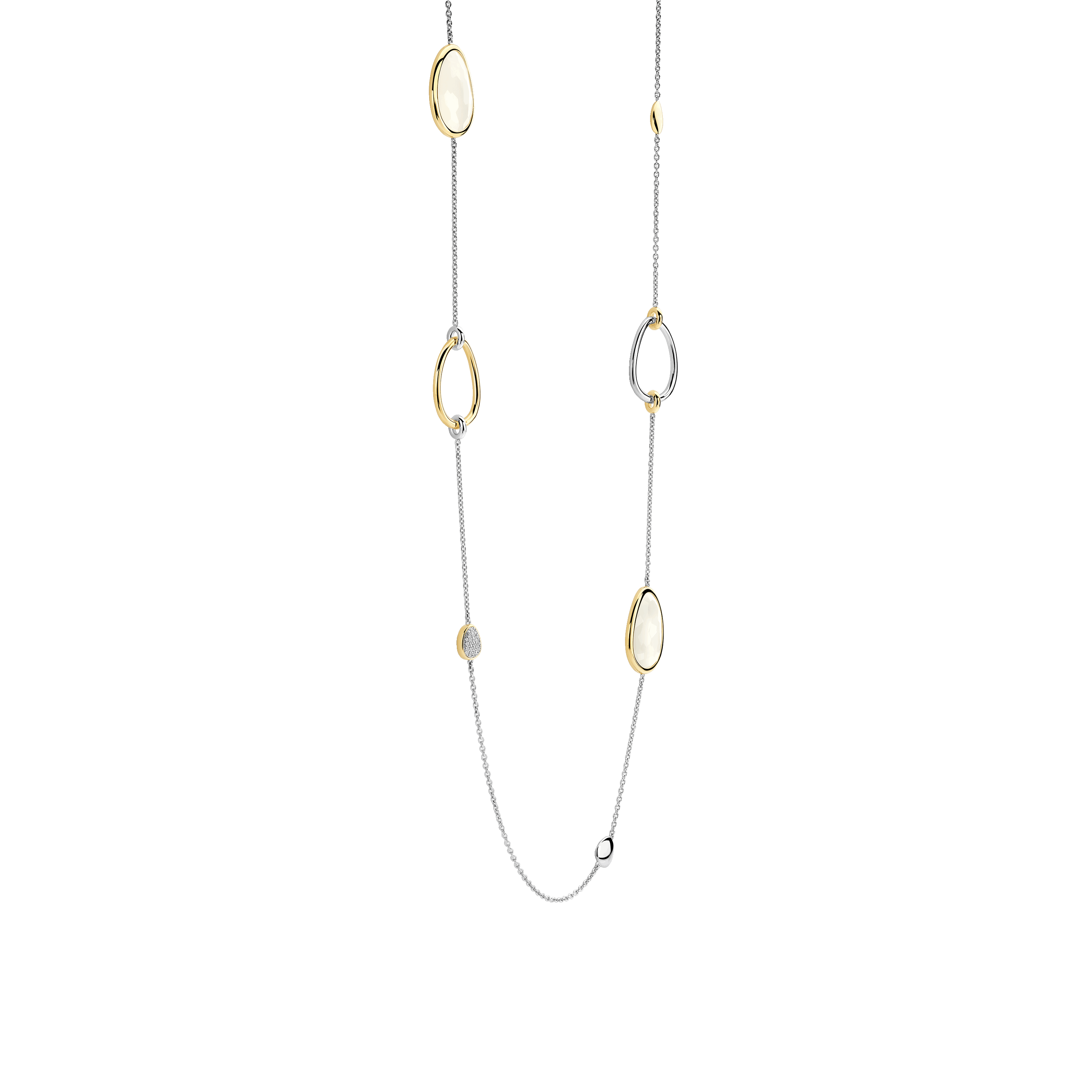 Collana Lunga Ti Sento Milano Argento Bicolore con Madreperla