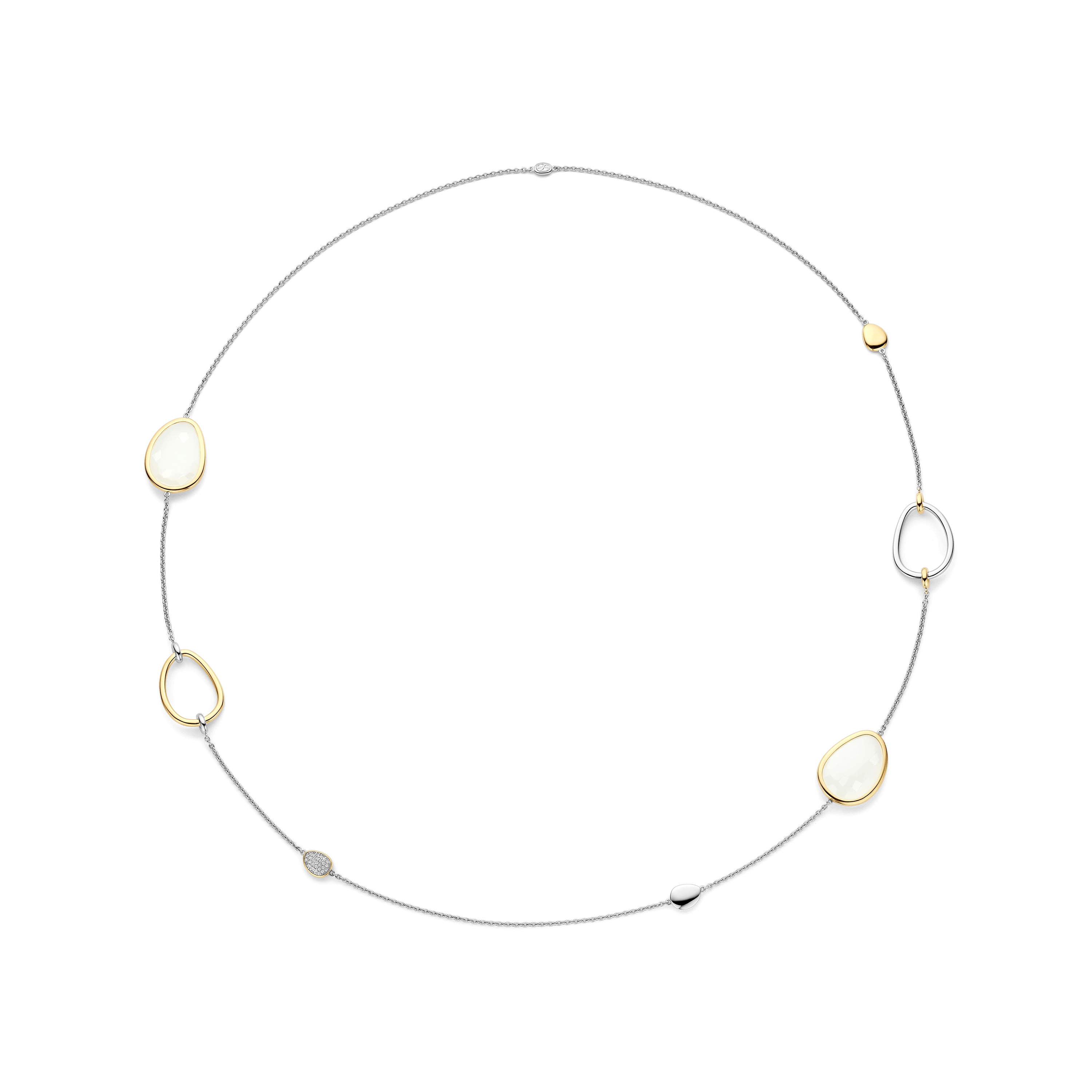 Collana Lunga Ti Sento Milano Argento Bicolore con Madreperla