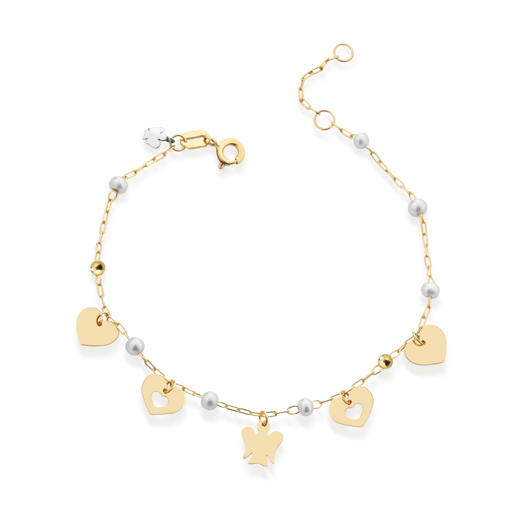 Bracciale Oro 9kt Roberto Giannotti Charms Cuori e Perle - packshot ufficiale