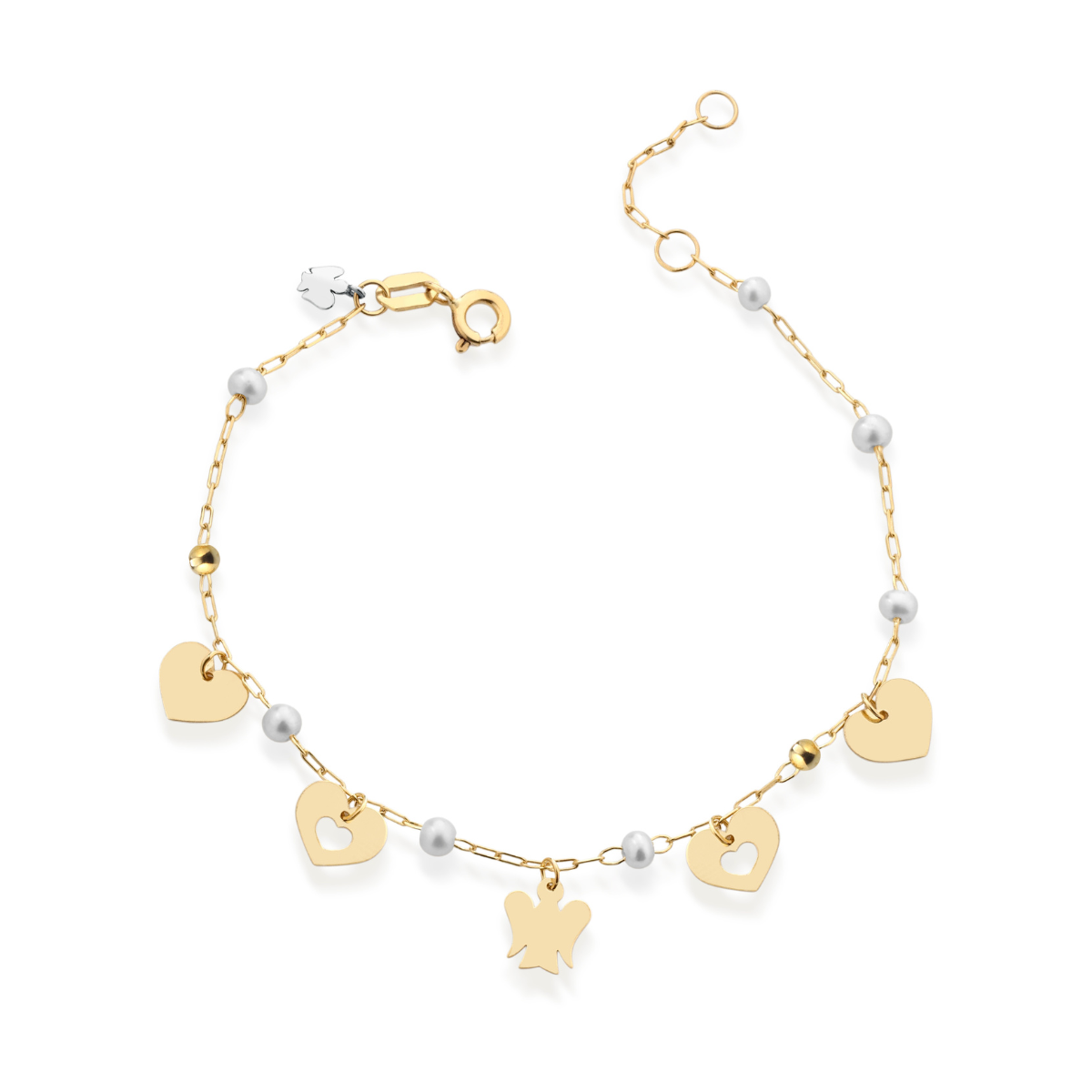 Bracciale Oro 9kt Roberto Giannotti Charms Cuori e Perle - packshot ufficiale