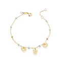 Bracciale Roberto Giannotti Oro 9kt con Perle, Cuori e Angelo