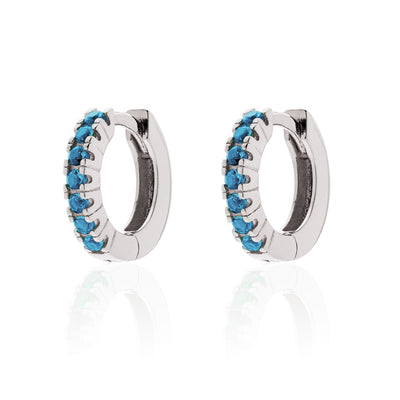 Orecchini Unoaerre a Cerchio Zirconia Azzurra Argento 925