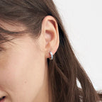 Orecchini Unoaerre a Cerchio Zirconia Azzurra Argento 925 - vista 4