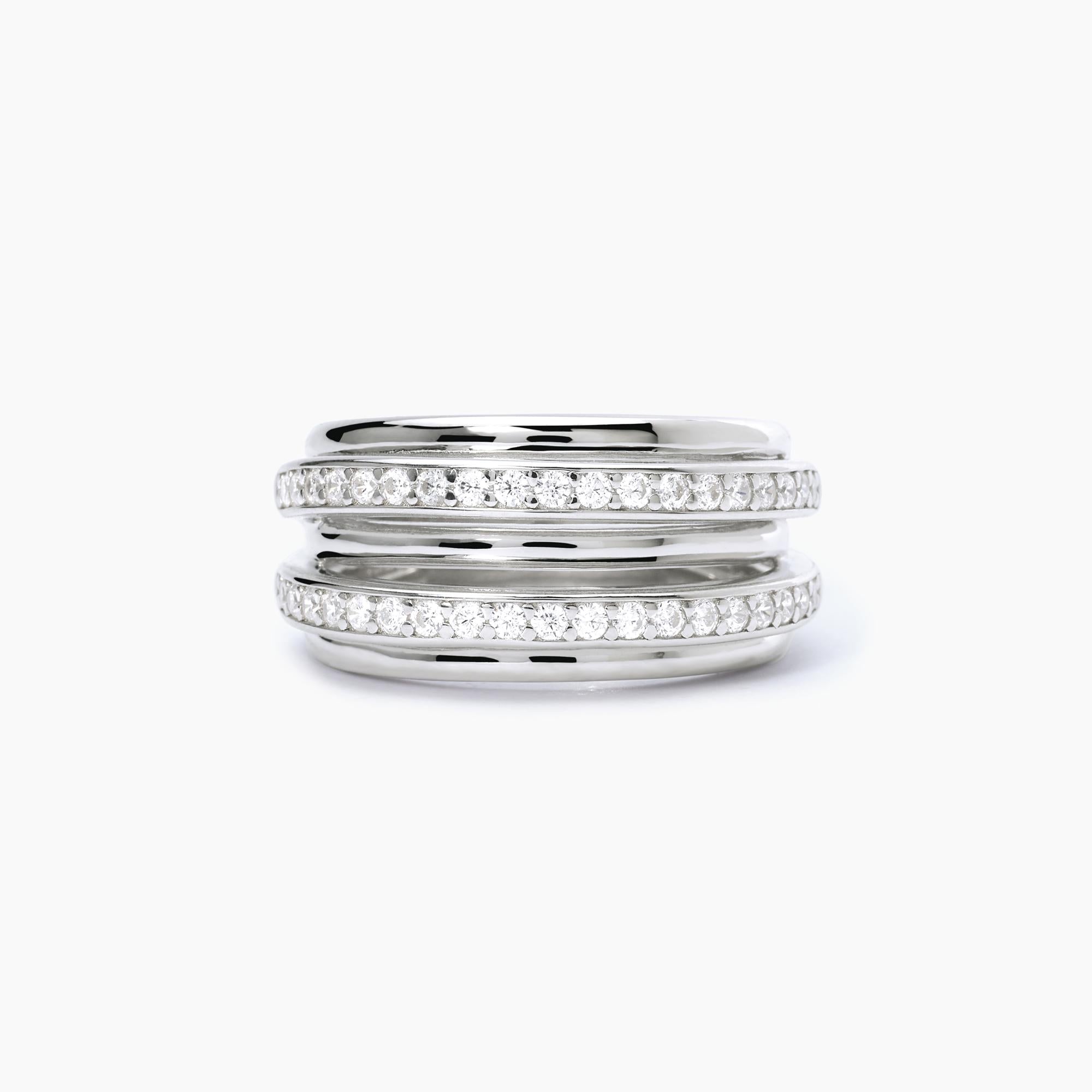 Anello Mabina Fascione di Zirconi Argento
