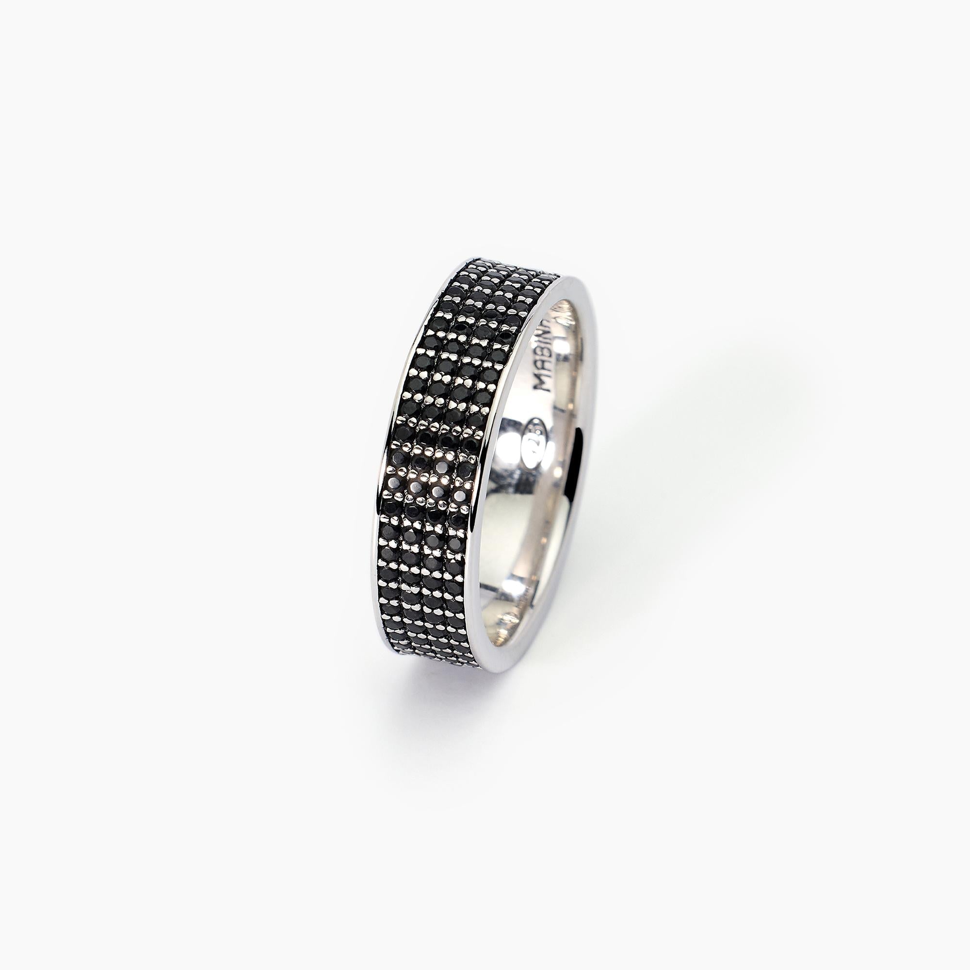 Anello Uomo Mabina Black Code Argento con Zirconi Neri Misura 21