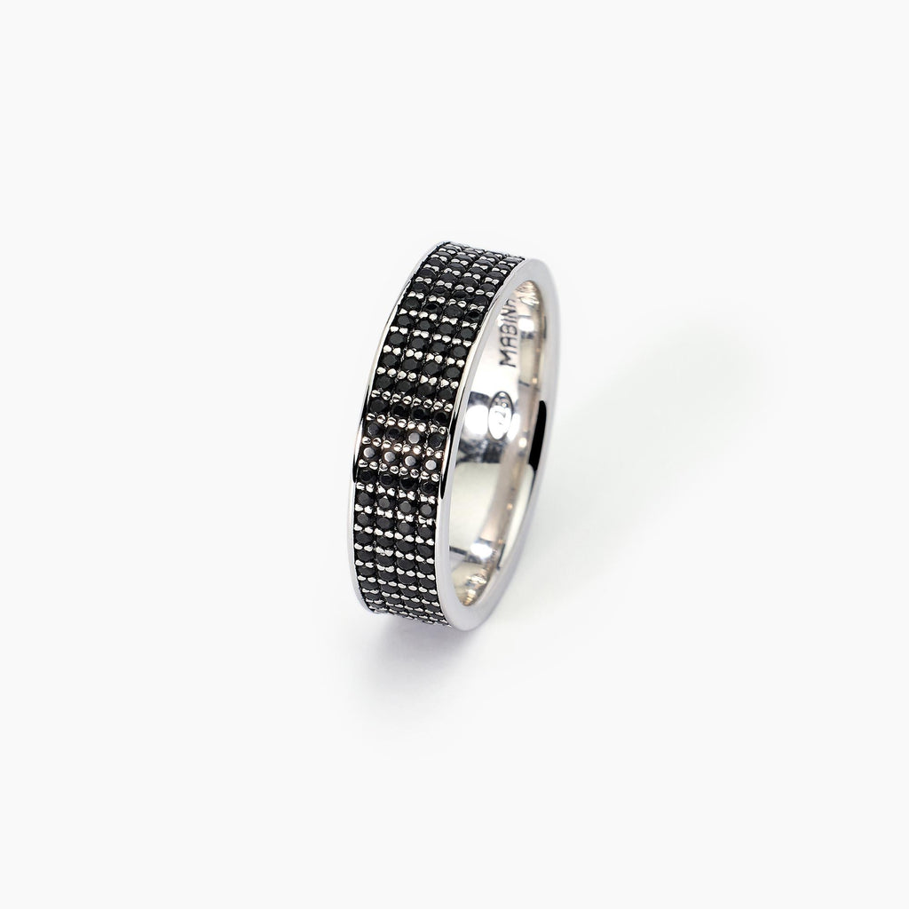 Anello Uomo Mabina Black Code Argento con Zirconi Neri Misura 23