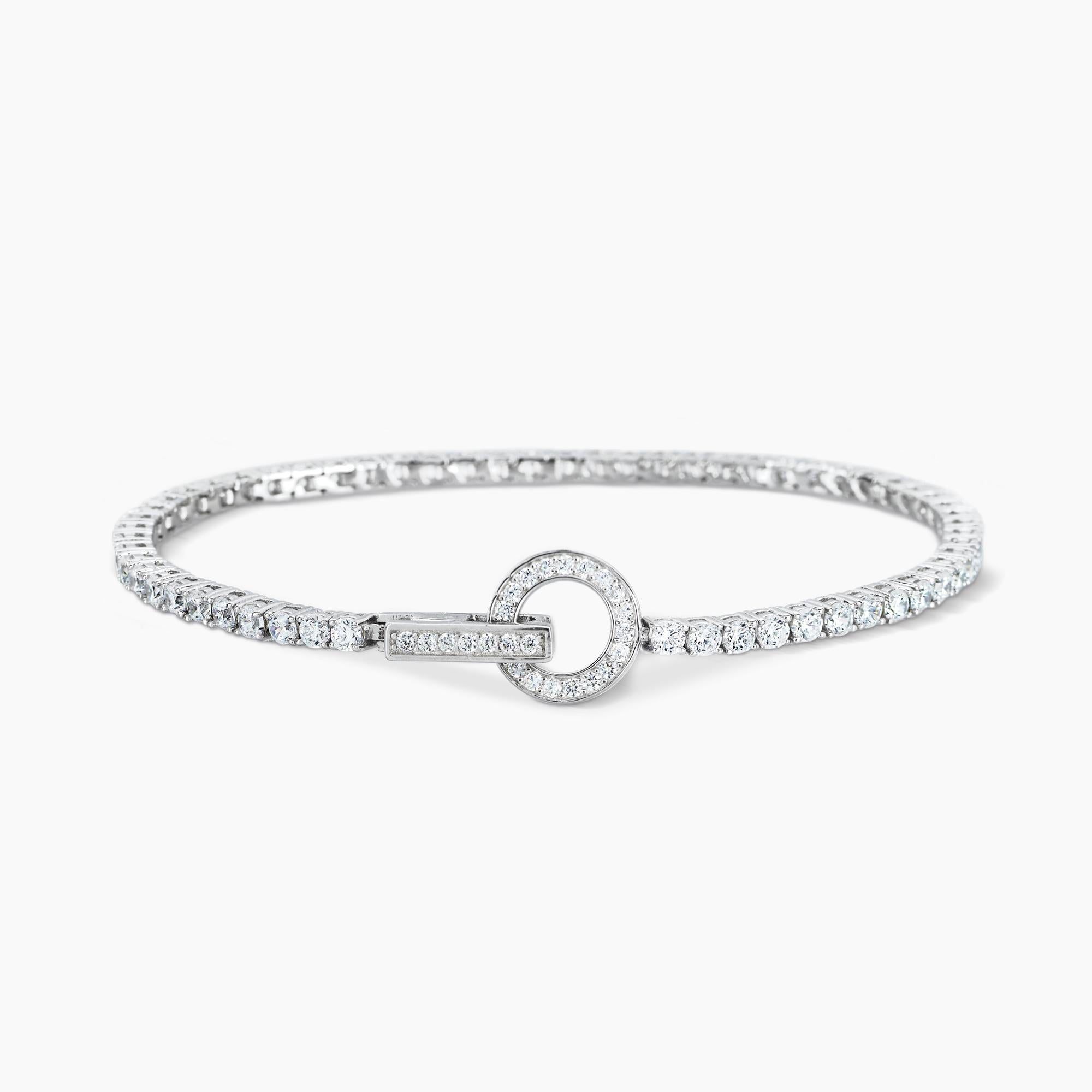 Bracciale Tennis Mabina Argento con Zirconi e Chiusura Tonda Misura M