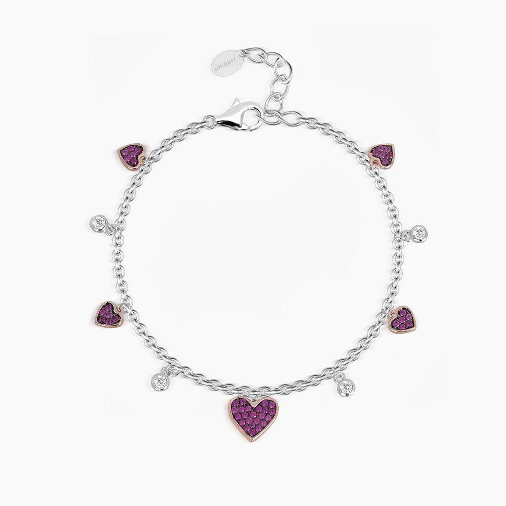 Bracciale Mabina One Love Argento Bicolore con Cuori