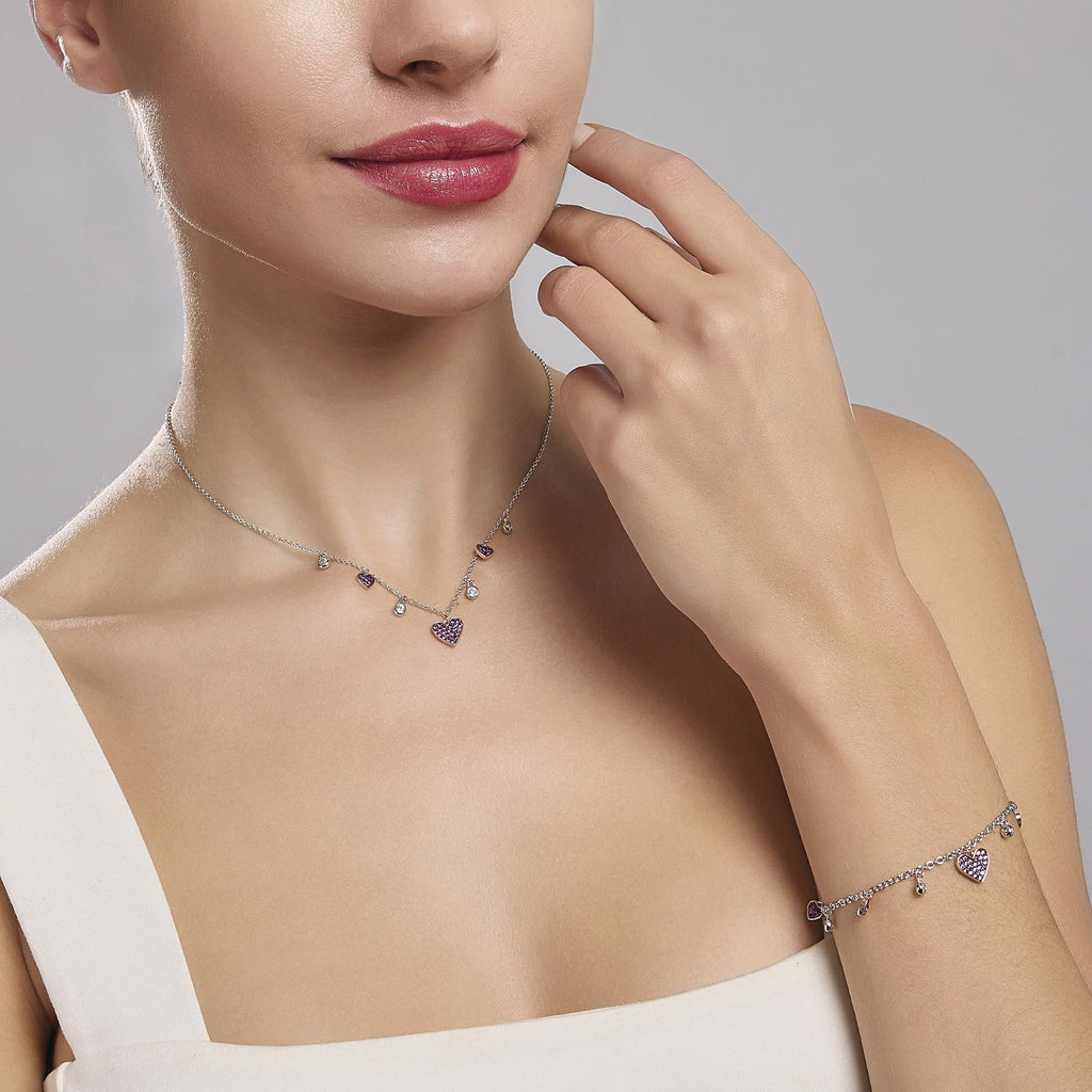 Bracciale Mabina One Love Argento Bicolore con Cuori