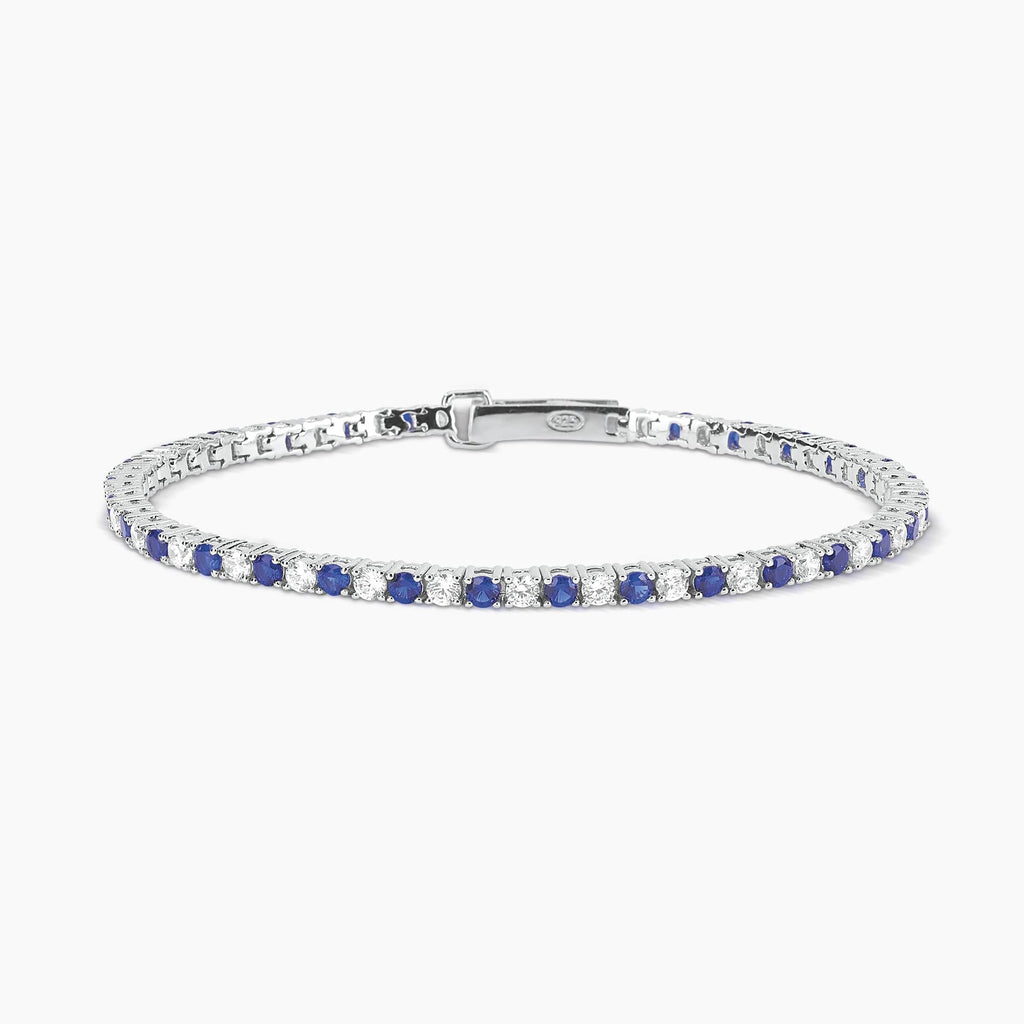 Bracciale Tennis Mabina Argento con Zaffiri Sintetici e Zirconi