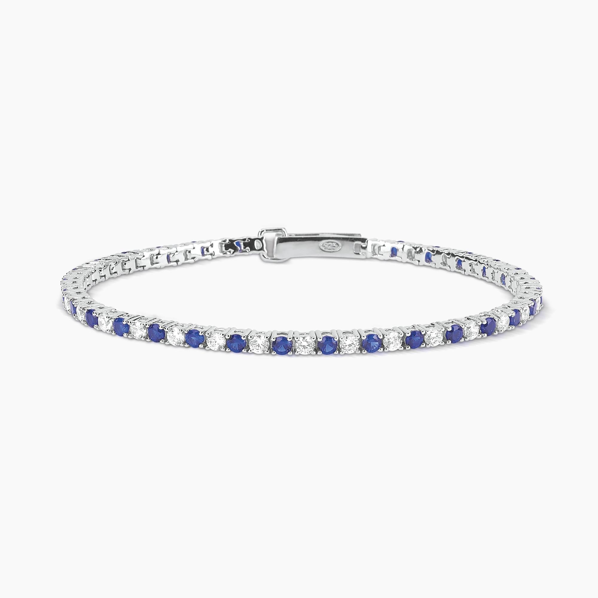 Bracciale Tennis Mabina Argento con Zaffiri Sintetici e Zirconi