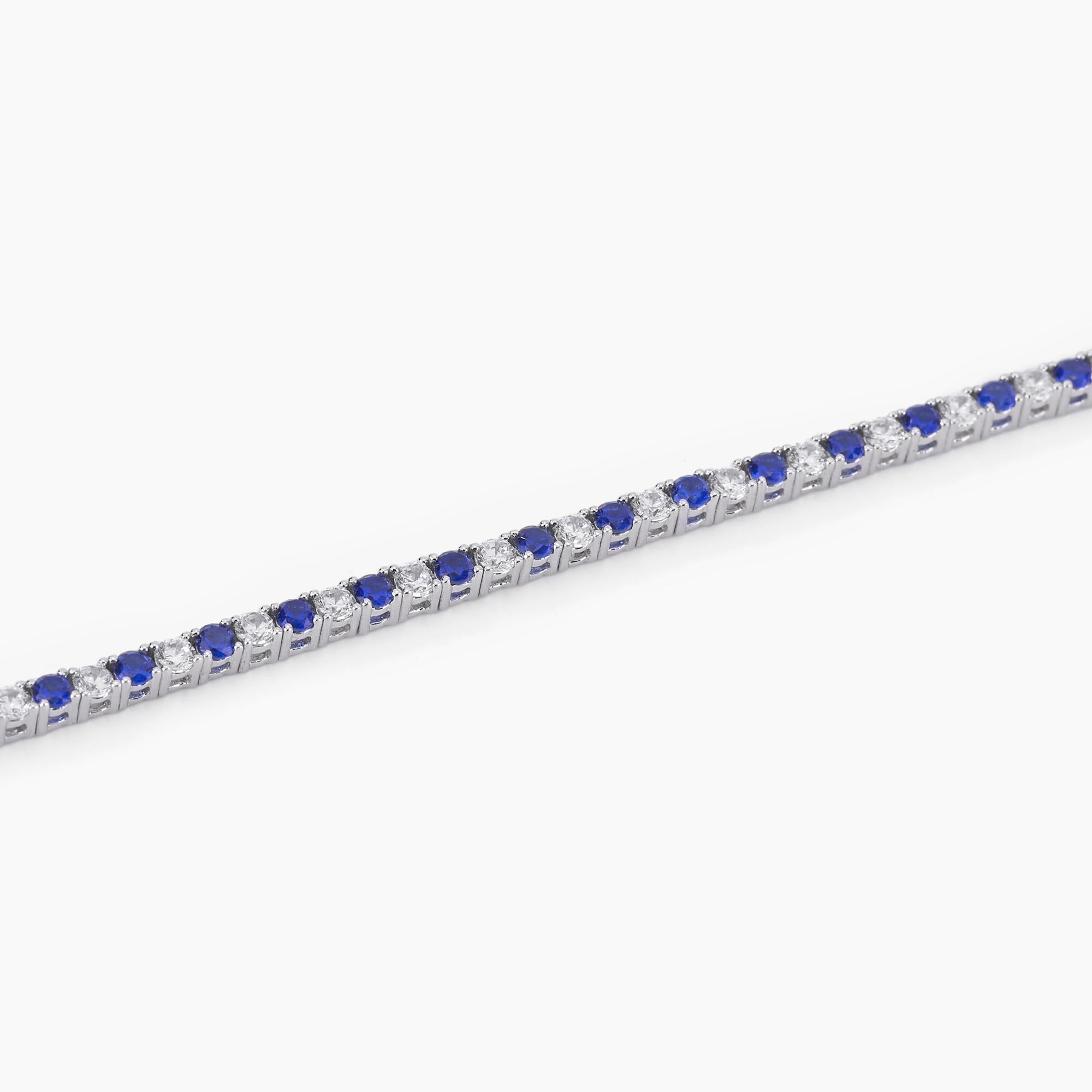 Bracciale Tennis Mabina Argento con Zaffiri Sintetici e Zirconi