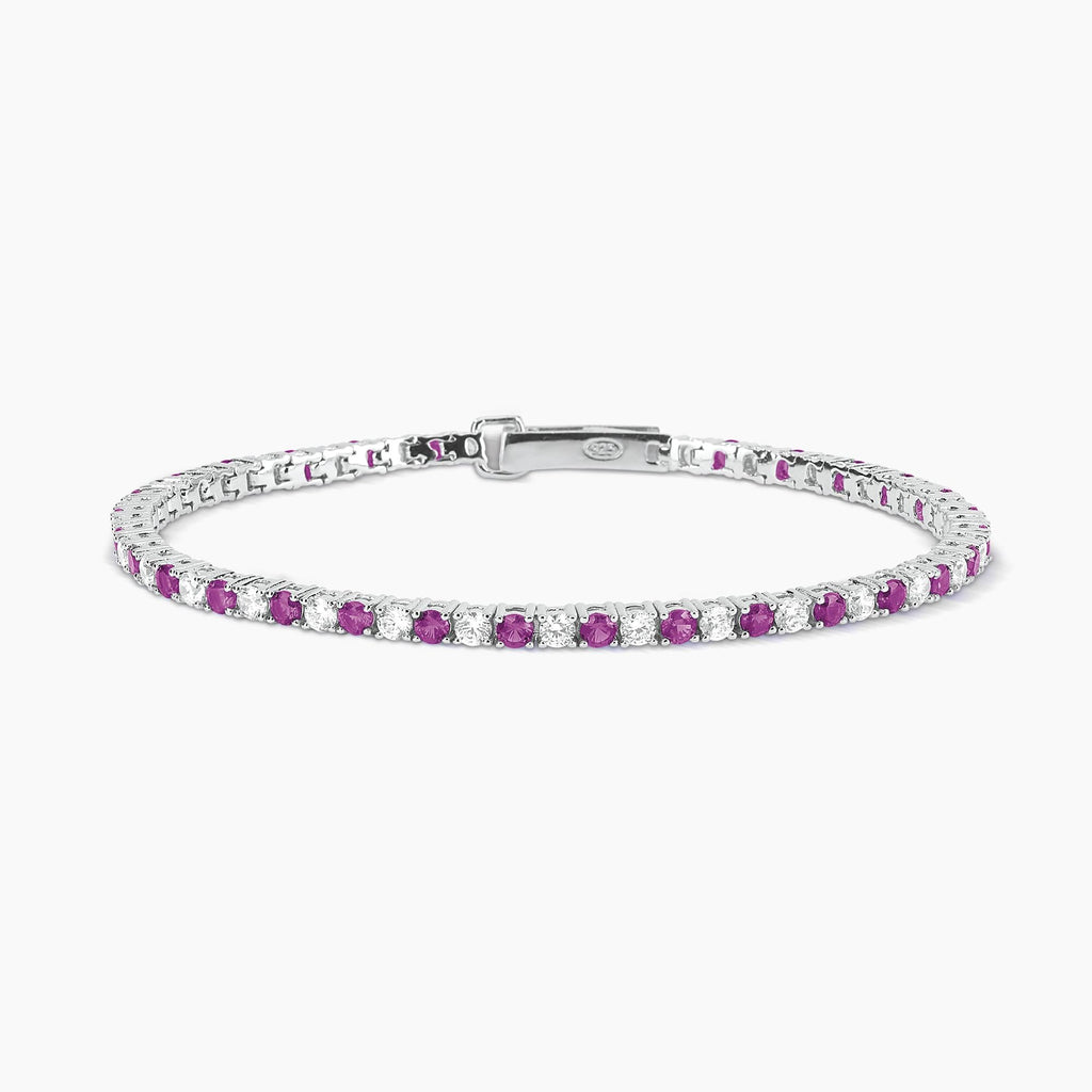 Bracciale Tennis Mabina Argento con Rubini Sintetici e Zirconi