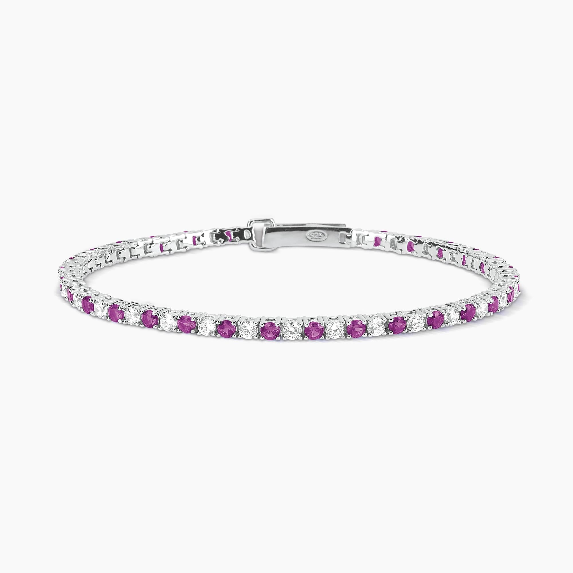 Bracciale Tennis Mabina Argento con Rubini Sintetici e Zirconi