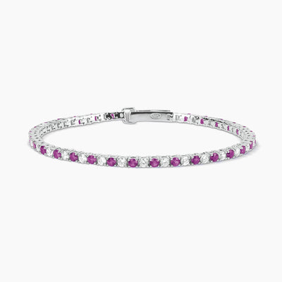 Bracciale Tennis Mabina Argento con Rubini Sintetici e Zirconi