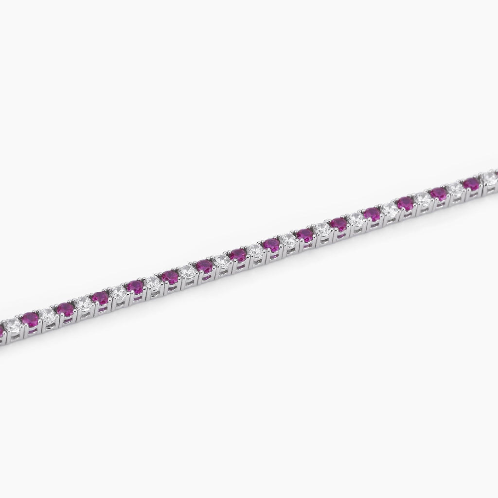 Bracciale Tennis Mabina Argento con Rubini Sintetici e Zirconi