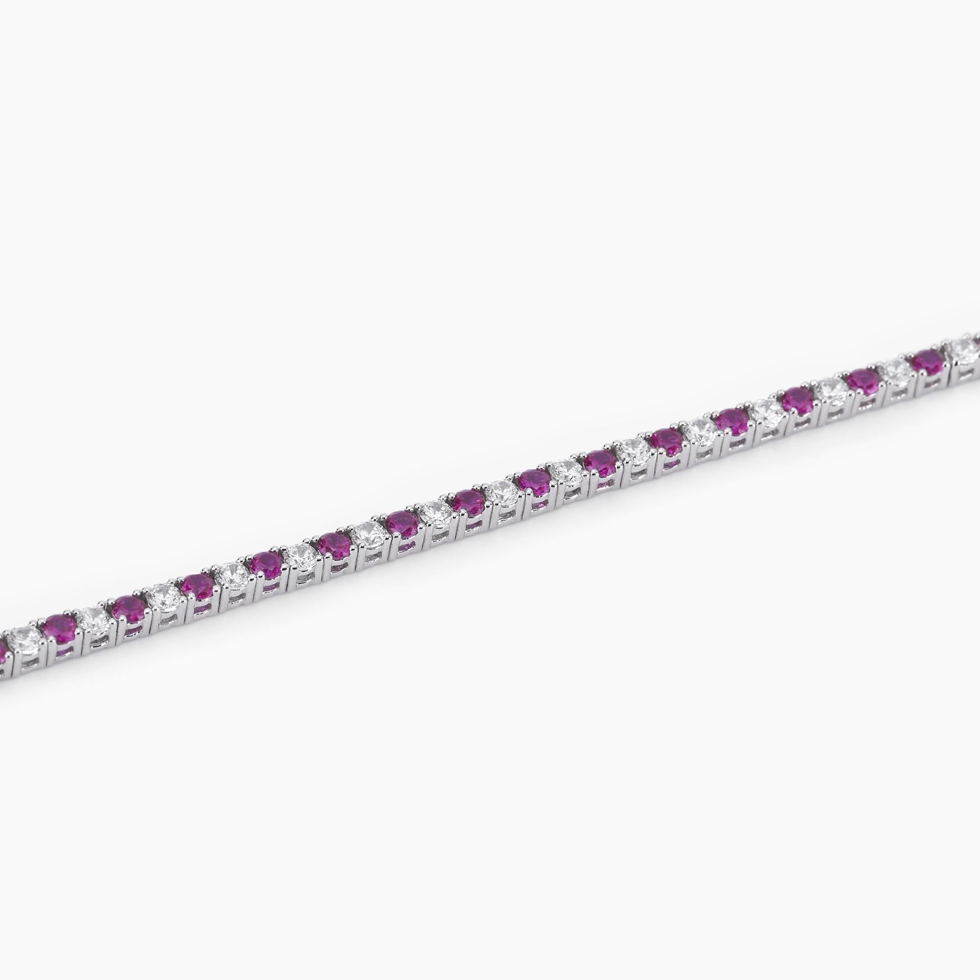 Bracciale Tennis Mabina Argento con Rubini Sintetici e Zirconi