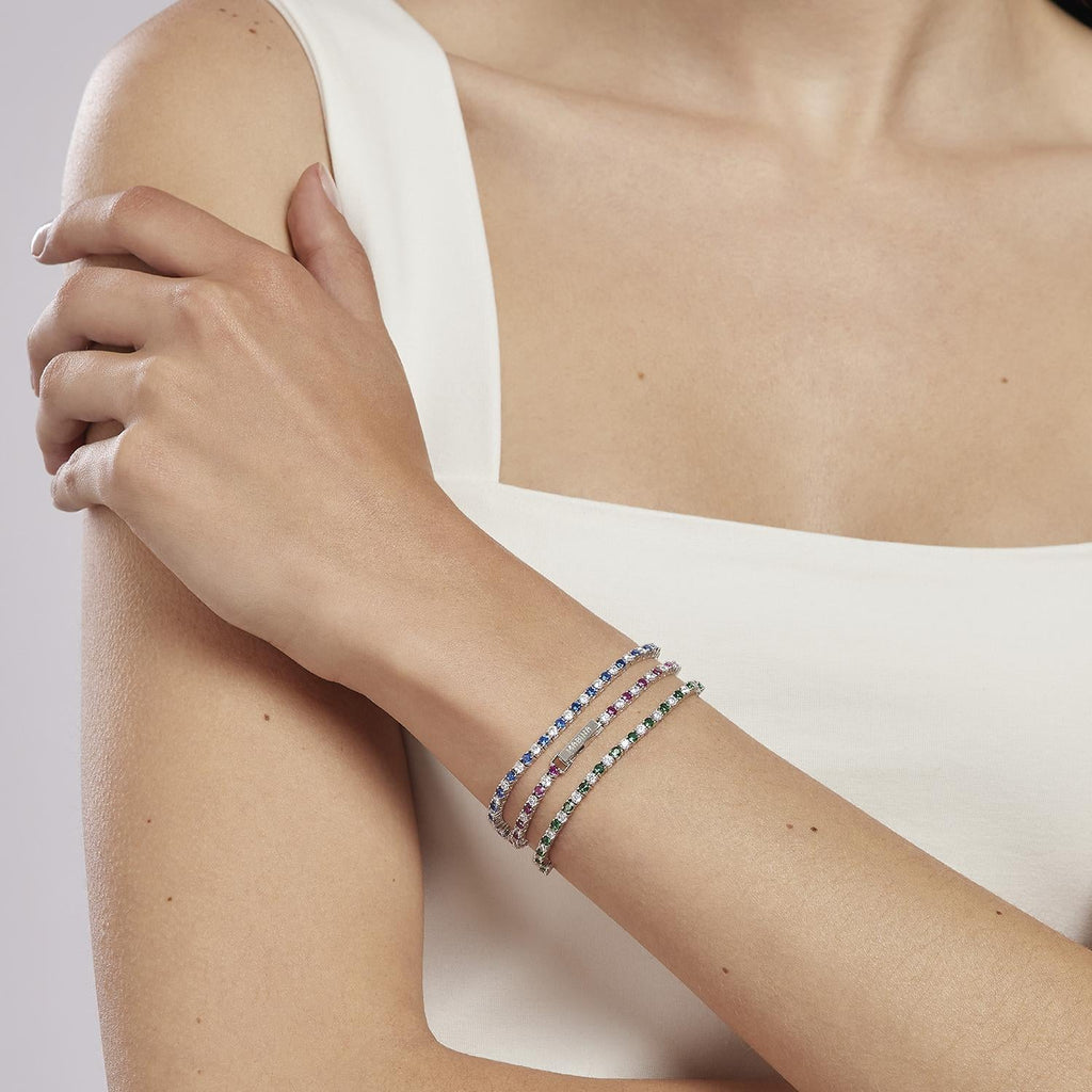 Bracciale Tennis Mabina Argento con Rubini Sintetici e Zirconi