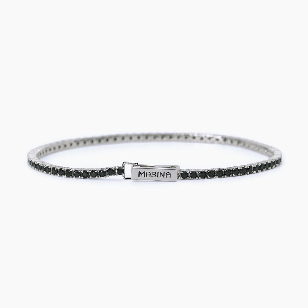 Bracciale Tennis Uomo Mabina Argento con Zirconi Neri 20 cm