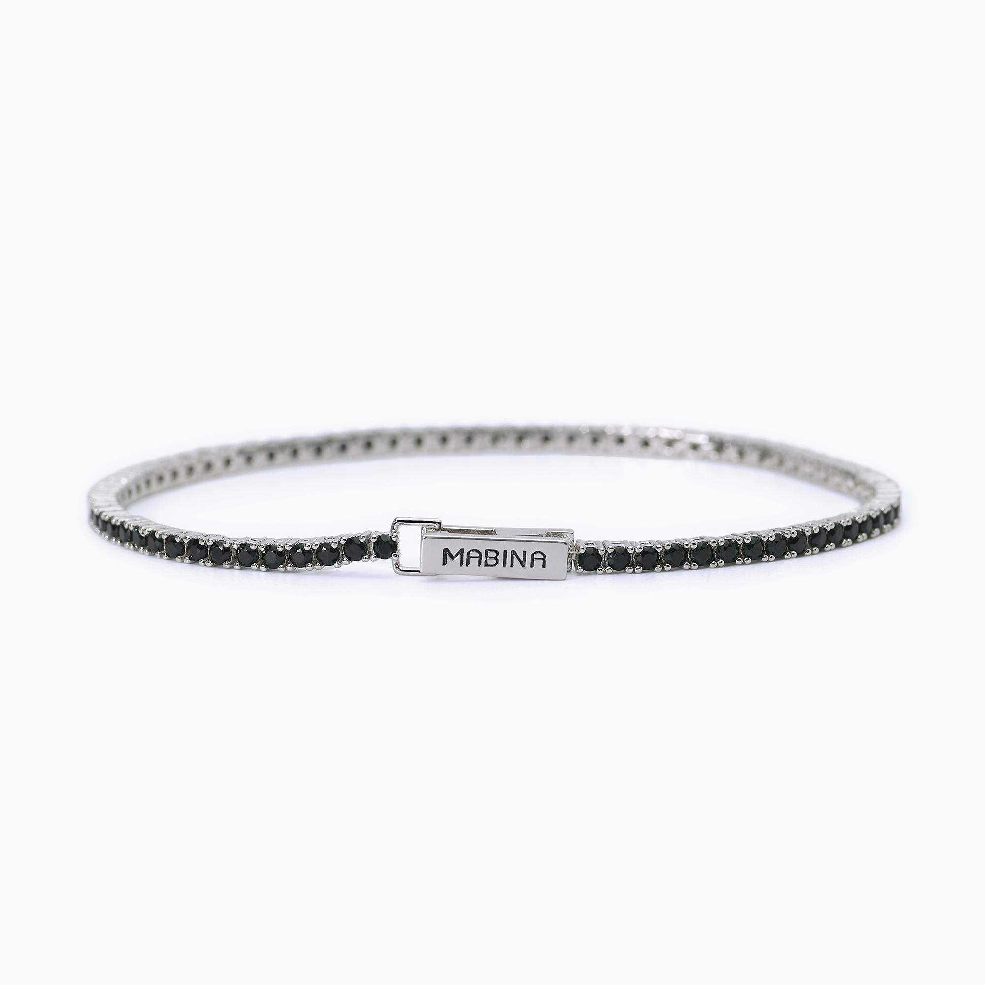 Bracciale Tennis Uomo Mabina Argento con Zirconi Neri 20 cm