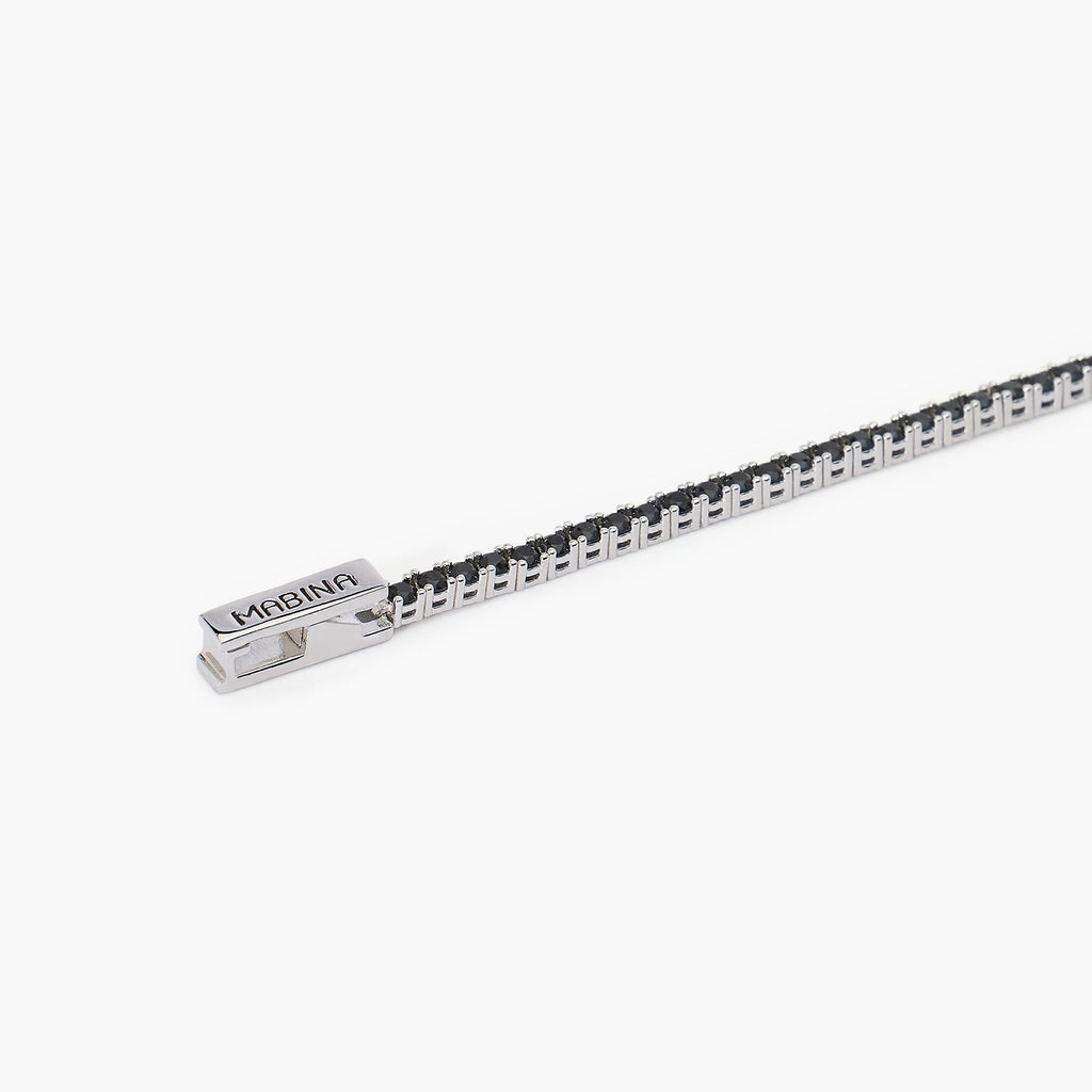 Bracciale Tennis Uomo Mabina Argento con Zirconi Neri 20 cm