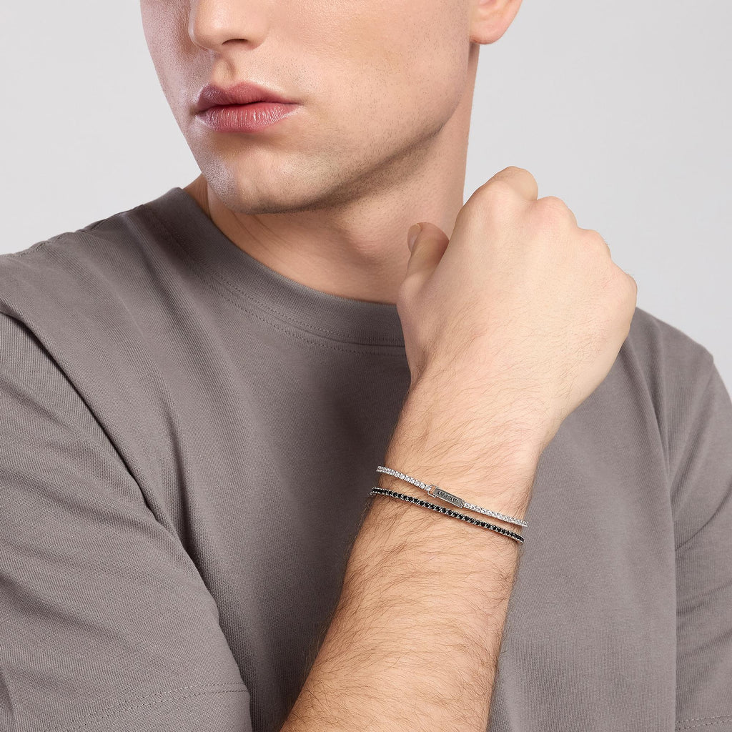 Bracciale Tennis Uomo Mabina Argento con Zirconi Neri 20 cm