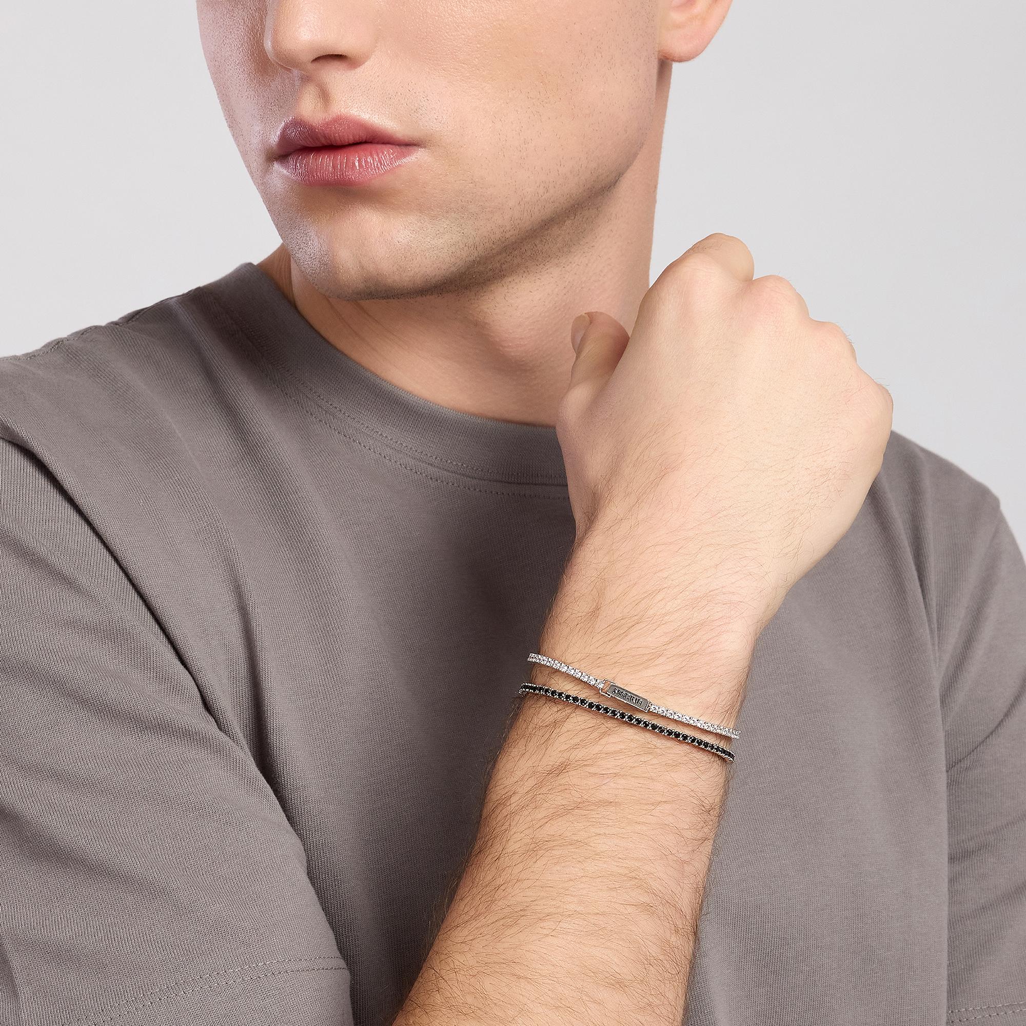 Bracciale Tennis Uomo Mabina Argento con Zirconi Neri 20 cm