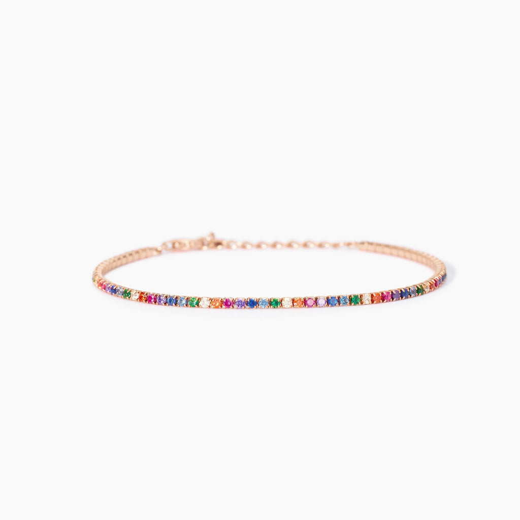 Bracciale Mini Tennis Mabina Argento Rosa con Zirconi Multicolor
