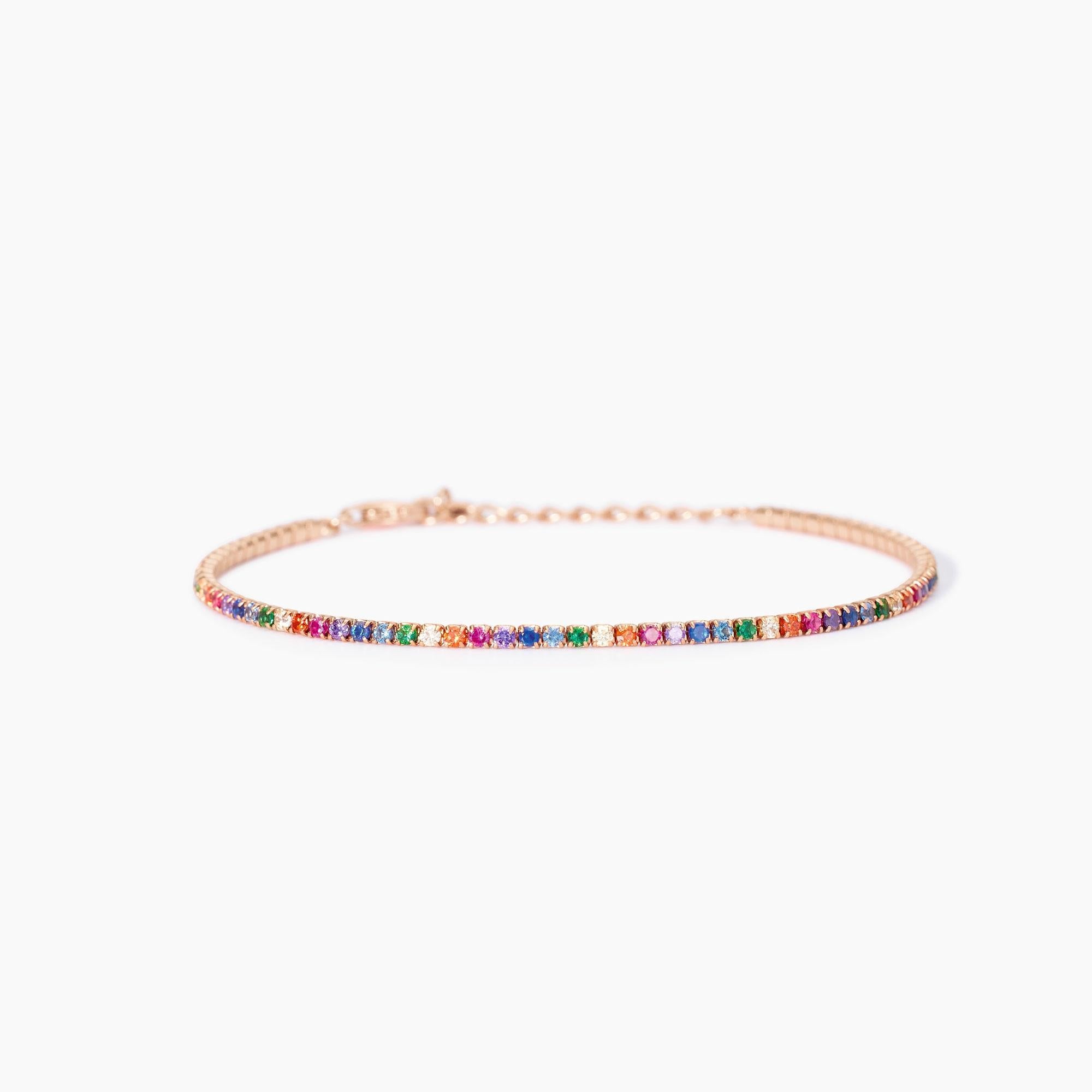 Bracciale Mini Tennis Mabina Argento Rosa con Zirconi Multicolor